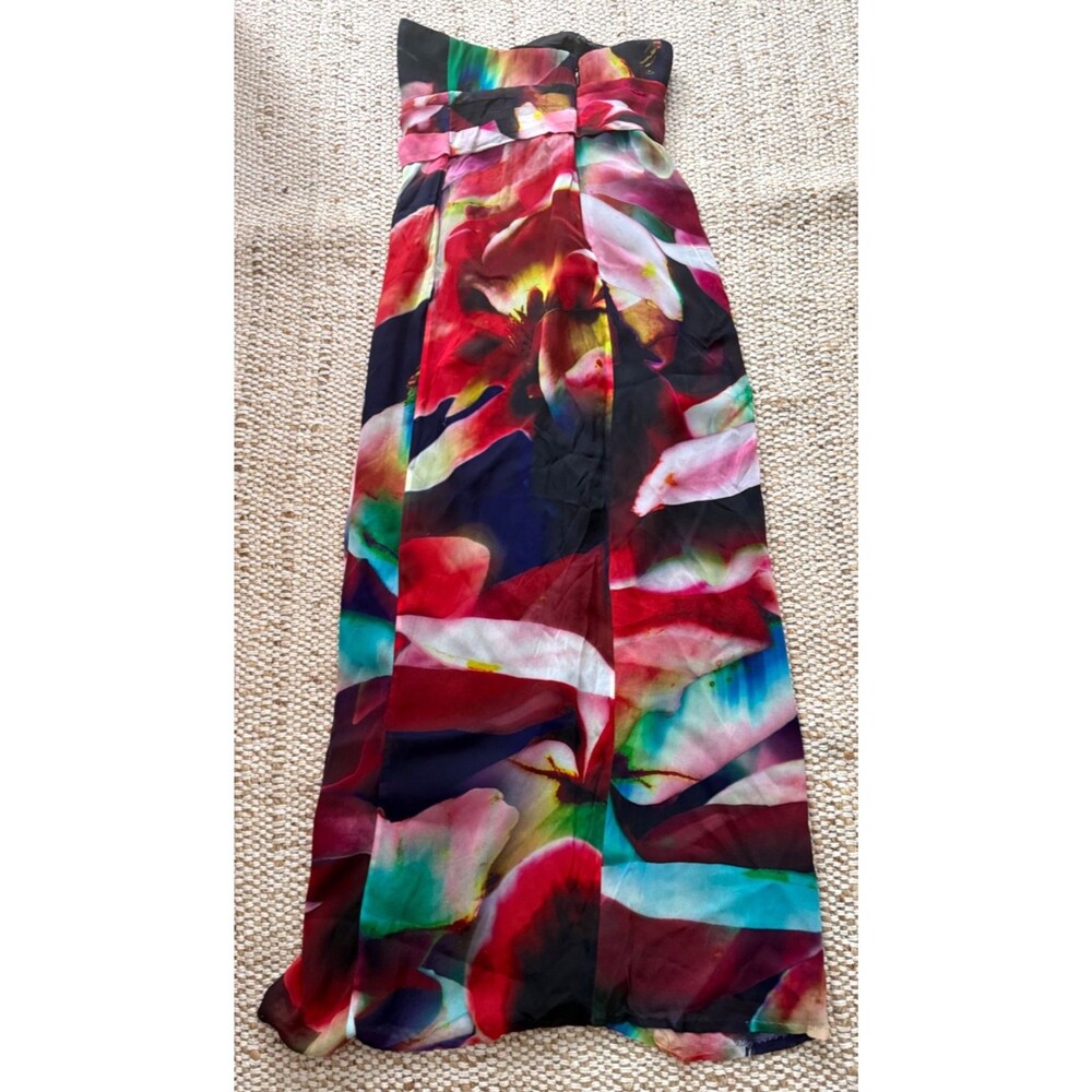 NICOLE MILLER Petal Power Floral Chiffon Strapless Empire Gown 0 $565 - Picture 11 of 12